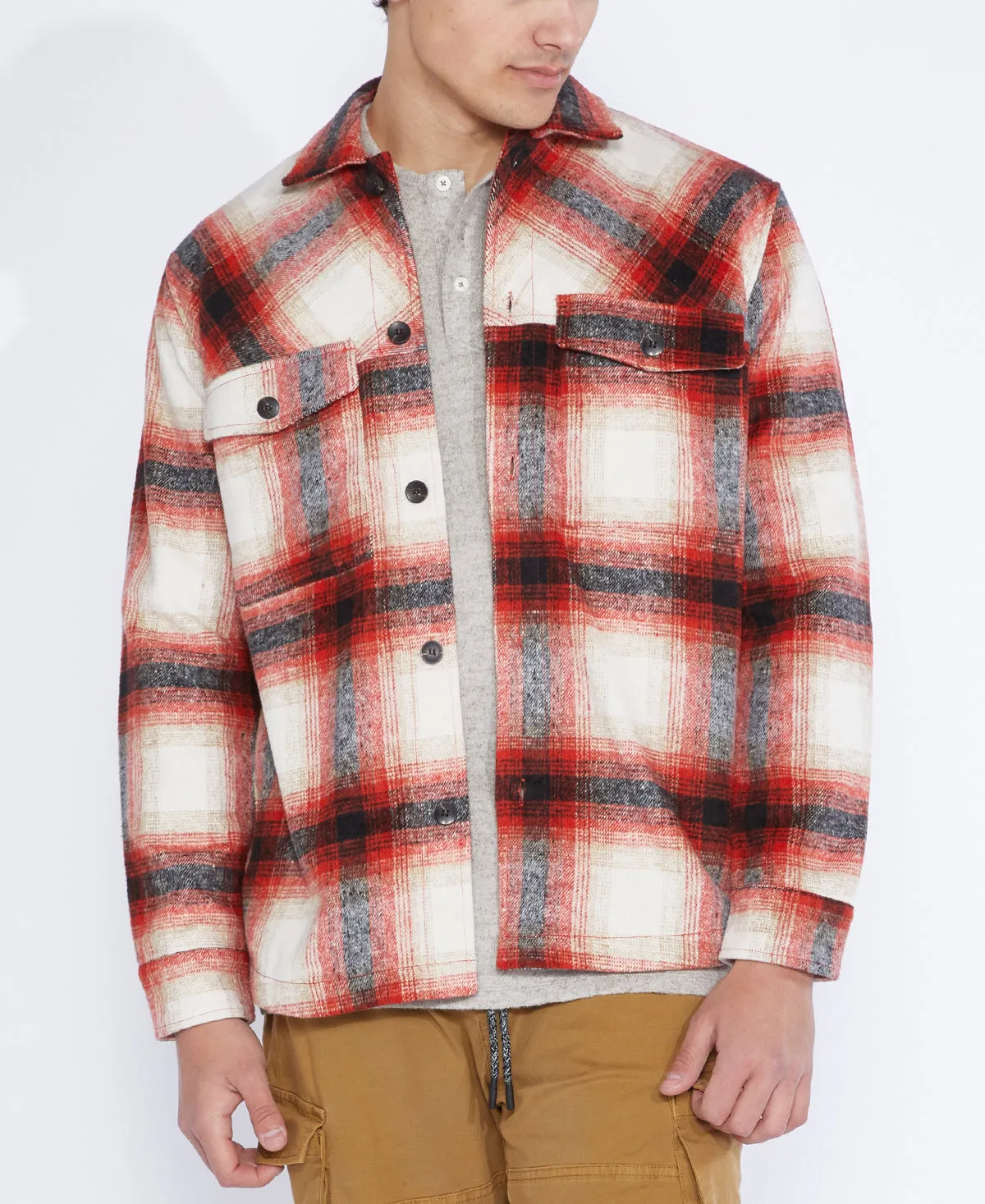 Micah Relaxed Fit Shirt Jacket (Red)