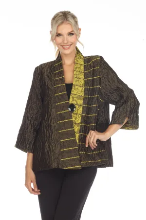 Moonlight Mixed-Stripe One-Button Jacket in Gold/Olive - 2969