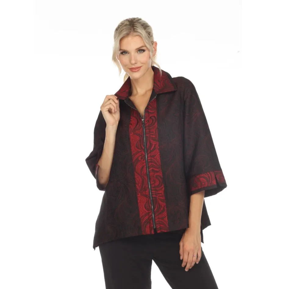 Moonlight Two-Tone Jacquard Jacket in Red- 3597