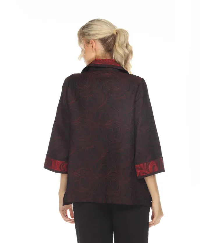 Moonlight Two-Tone Jacquard Jacket in Red- 3597