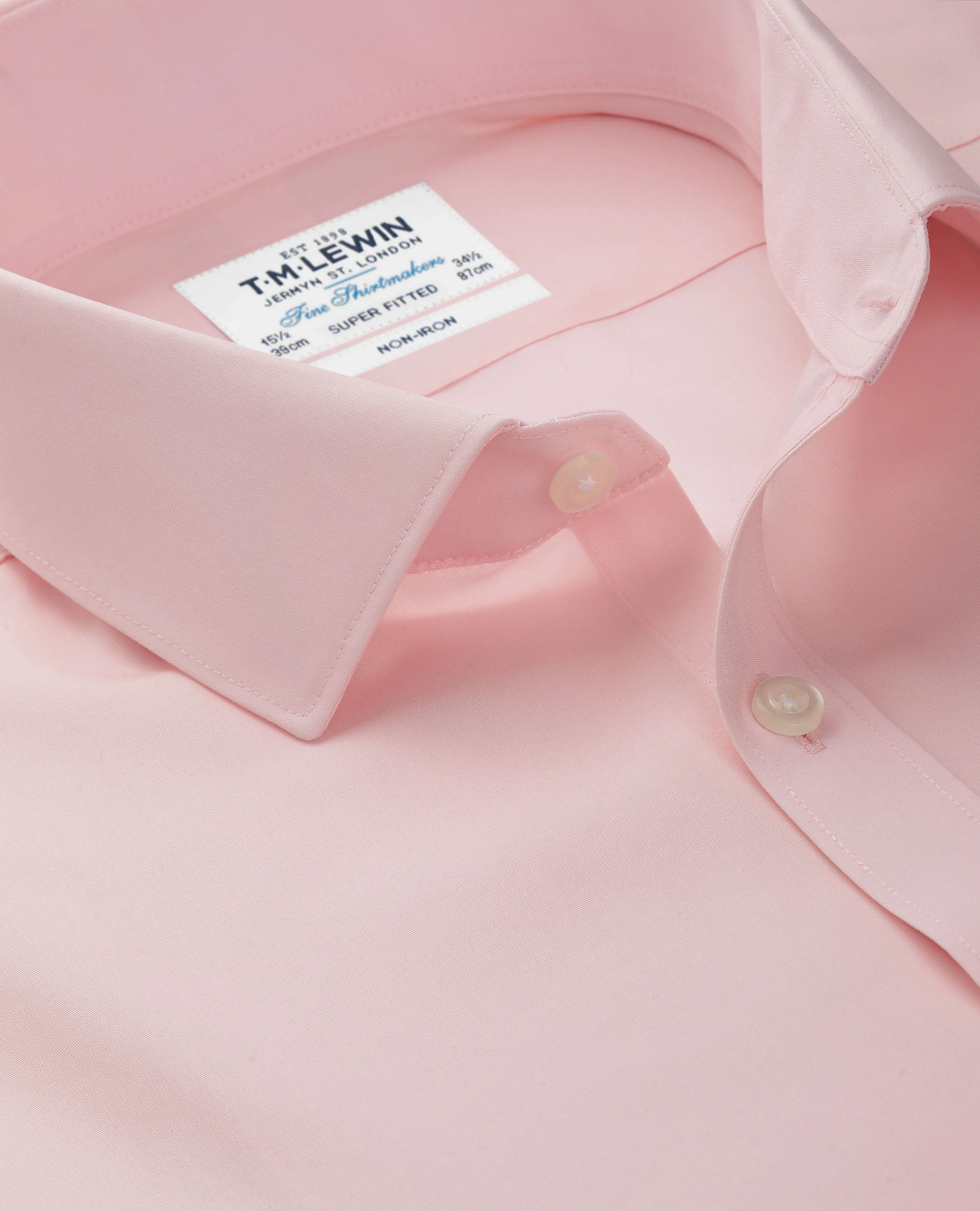 Non-Iron Fitted Pink Shirt