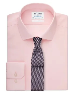 Non-Iron Fitted Pink Shirt