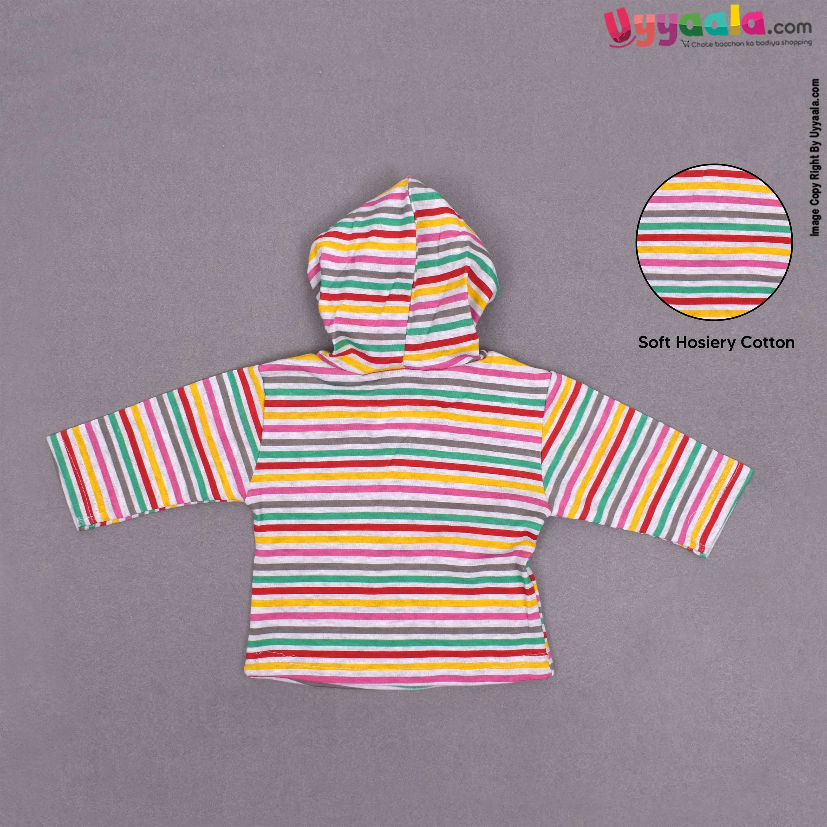 PRECIOUS Full sleeves hoodies t - shirt, cotton - multicolored stripes