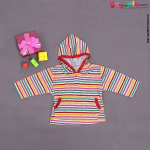 PRECIOUS Full sleeves hoodies t - shirt, cotton - multicolored stripes