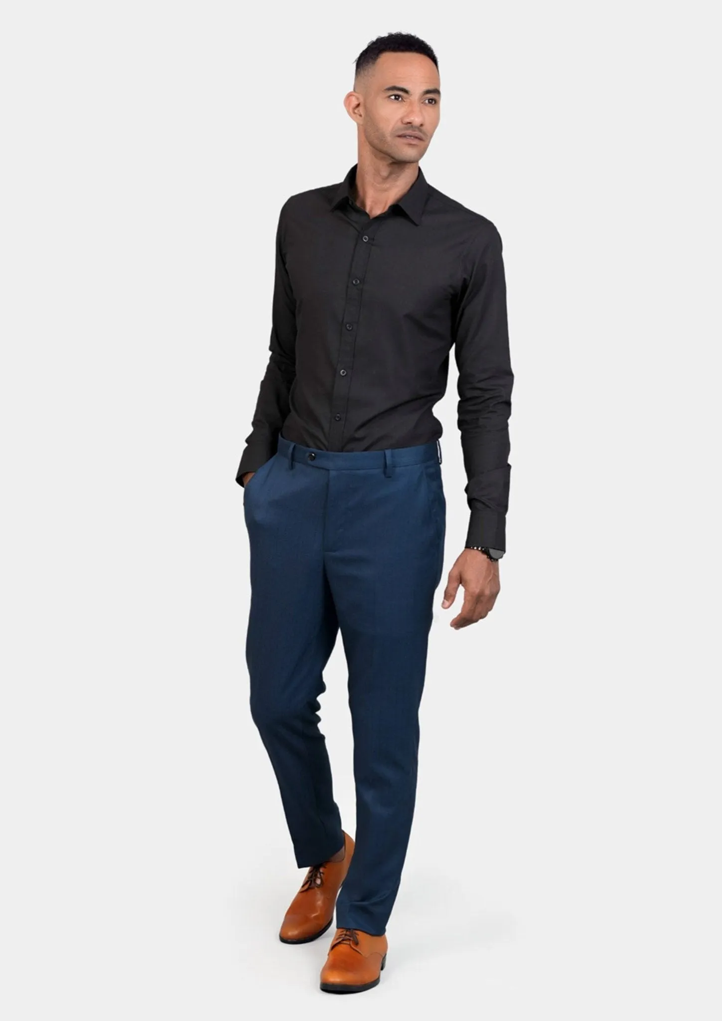 Prussian Blue Pinstripe Pants