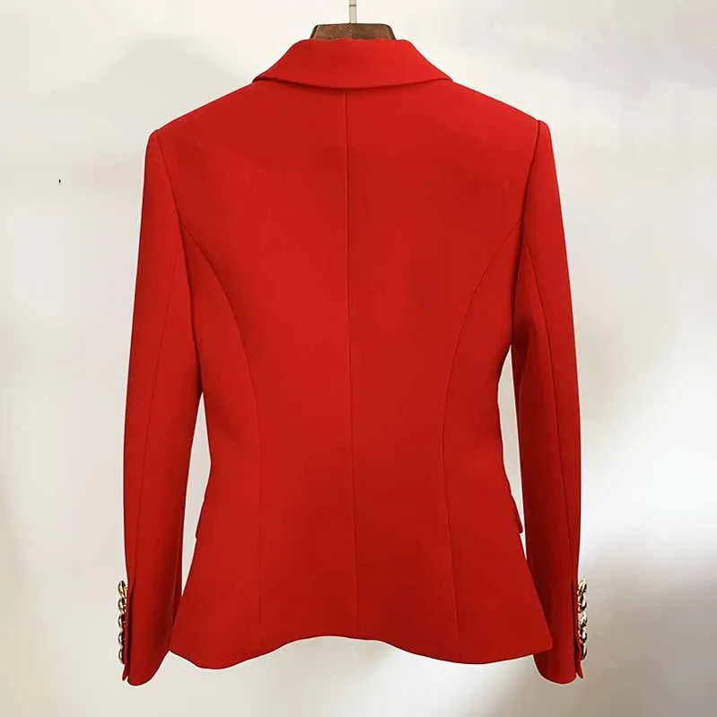 Red Blazers for Women Long Sleeves Breasted Fashion Coat