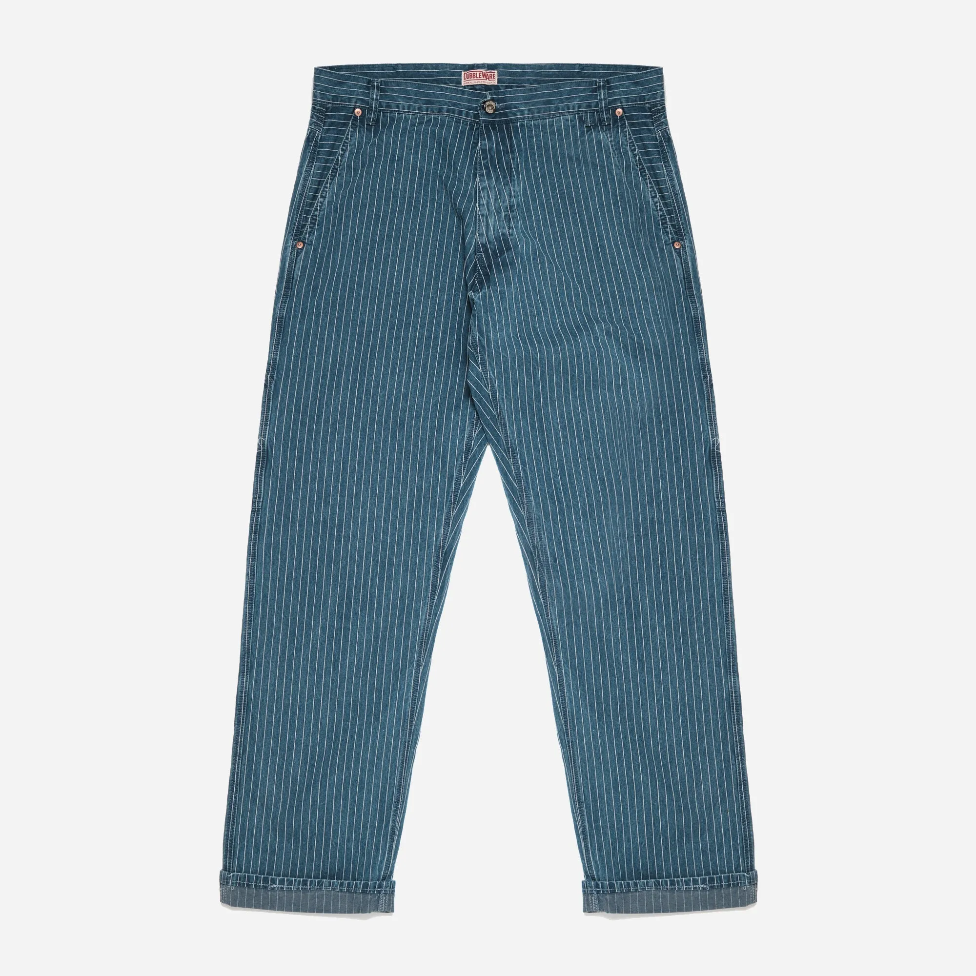 RELAXED CARPENTER PANT MADE IN ITALY - WASHED PINSTRIPE BLUE