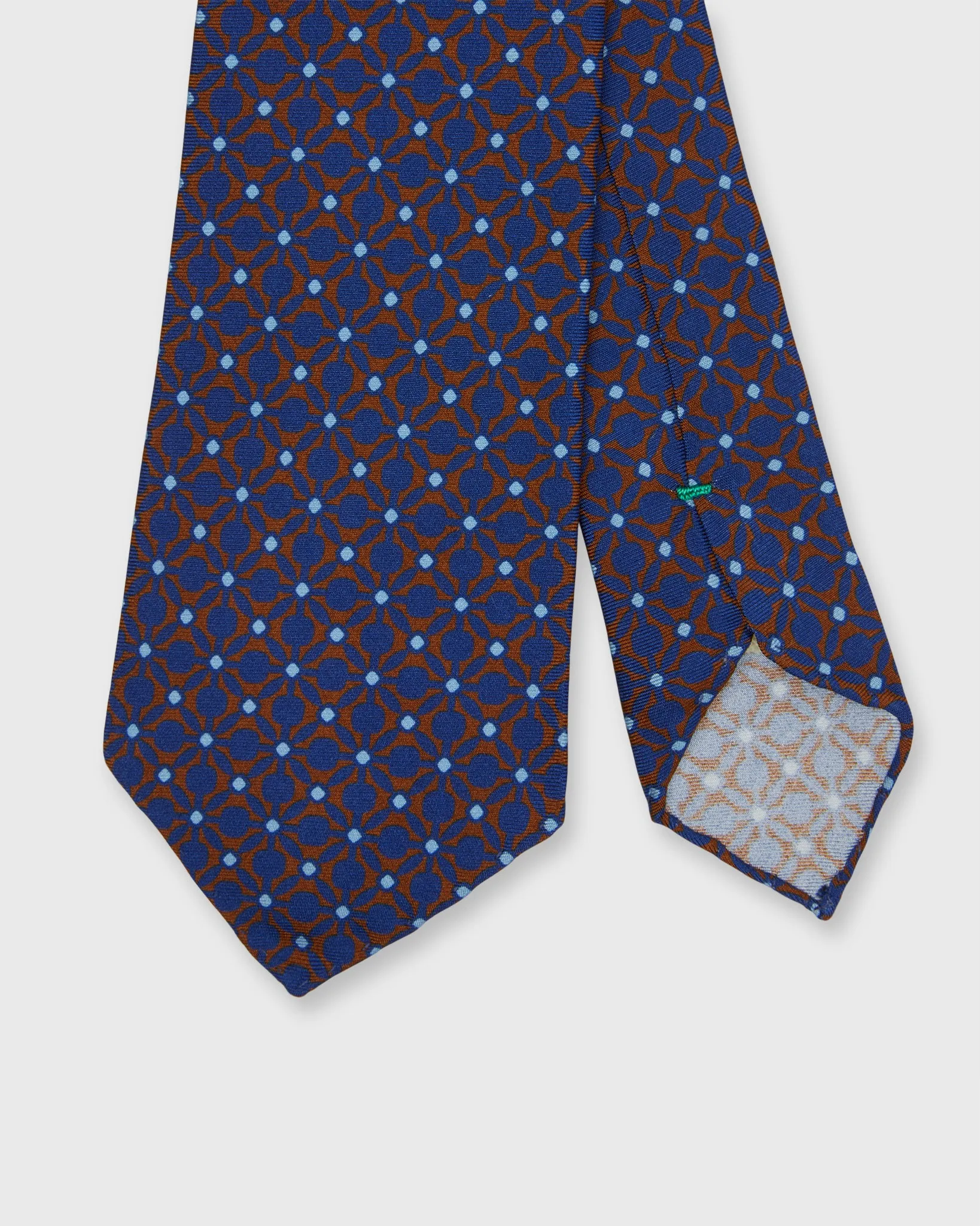 Silk Print Tie in Blue/Brown/Sky Mosaic