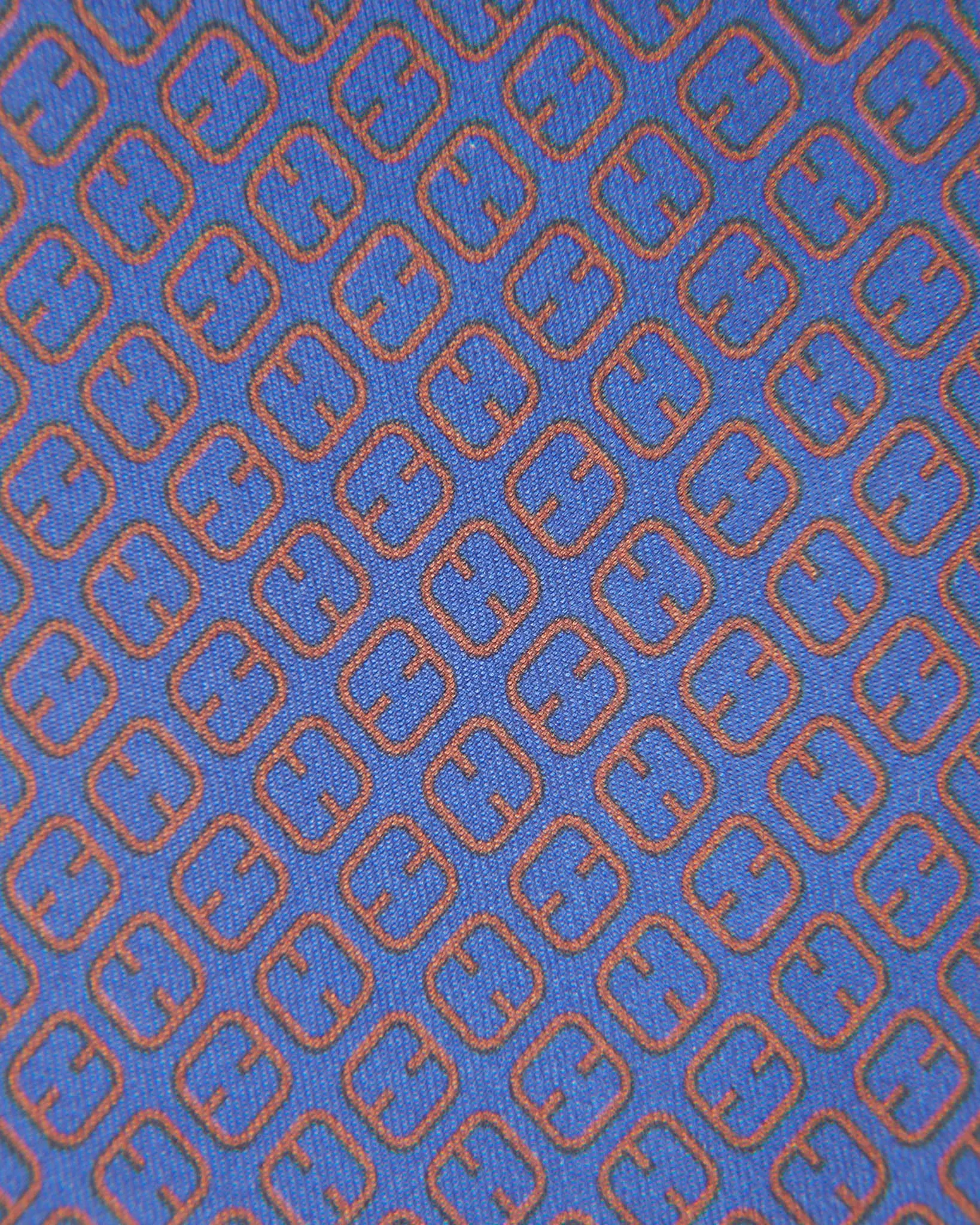 Silk Print Tie in Ink/Copper Square Motif