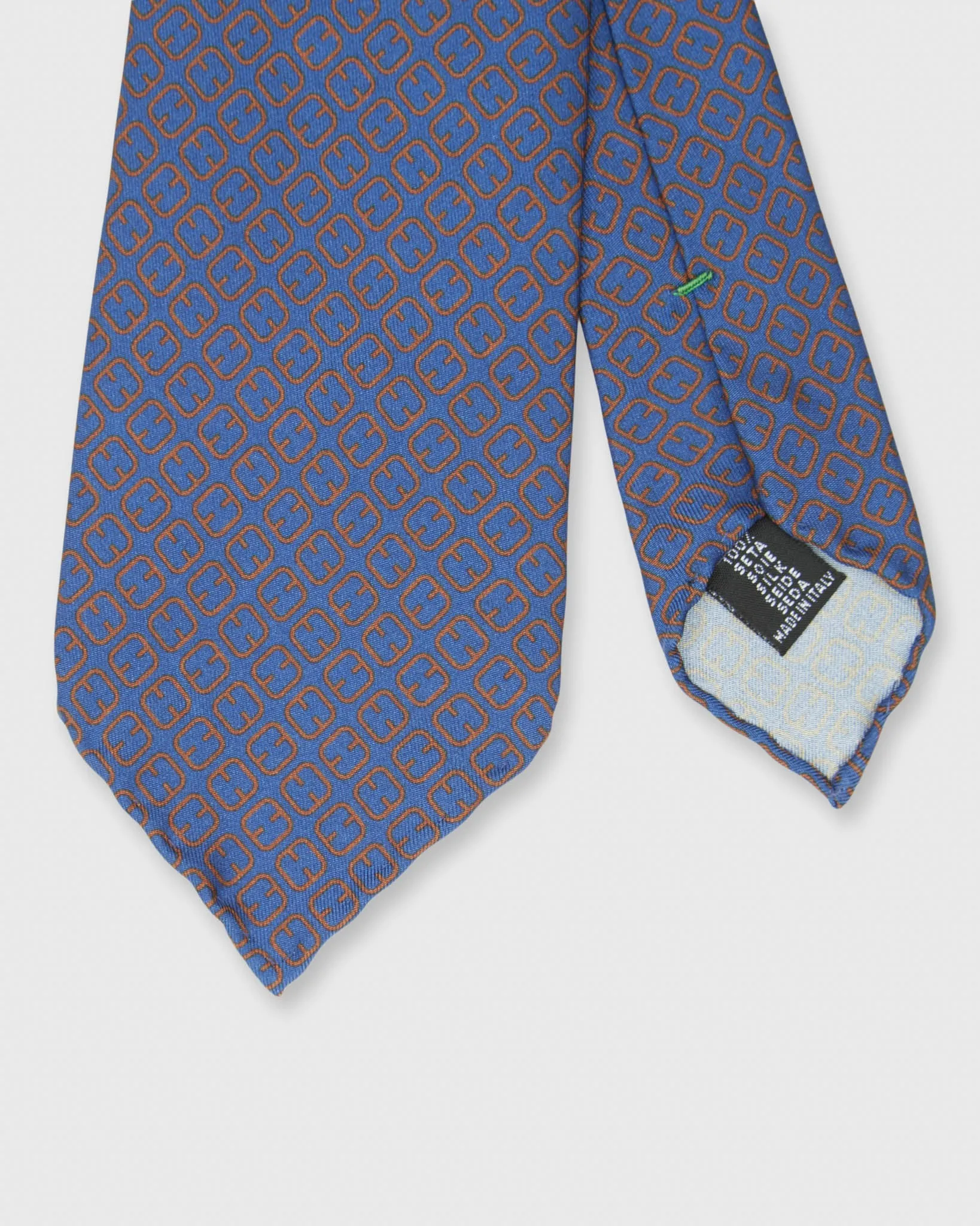 Silk Print Tie in Ink/Copper Square Motif