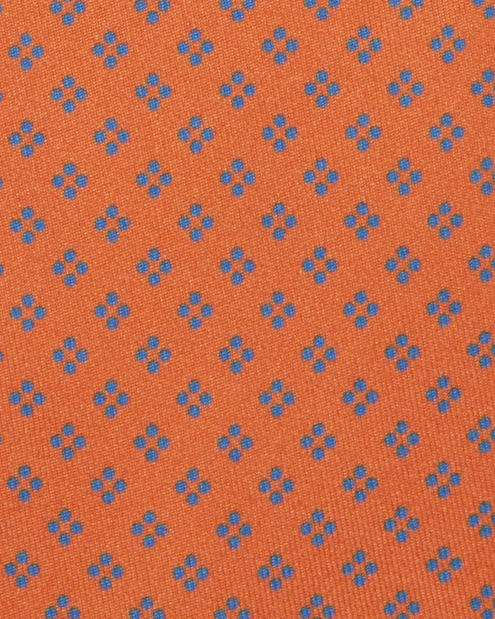 Silk Print Tie in Orange/Blue Dot Square