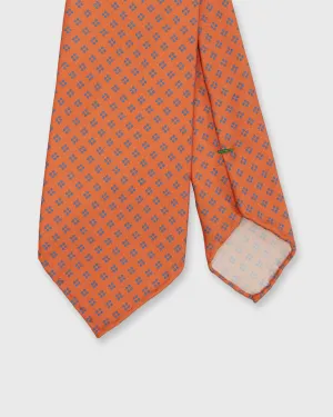 Silk Print Tie in Orange/Blue Dot Square