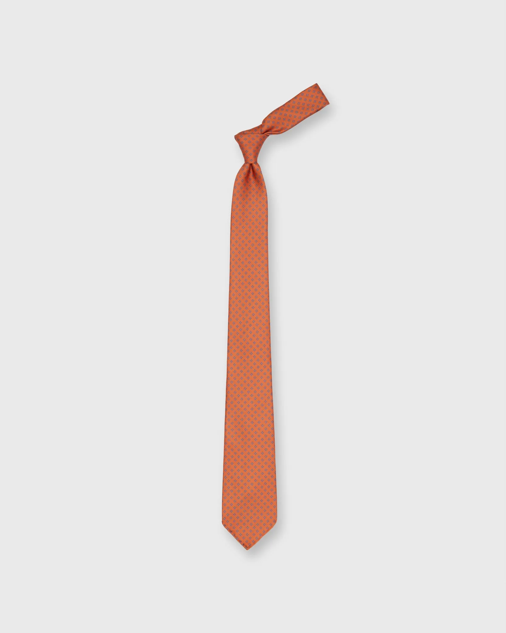 Silk Print Tie in Orange/Blue Dot Square