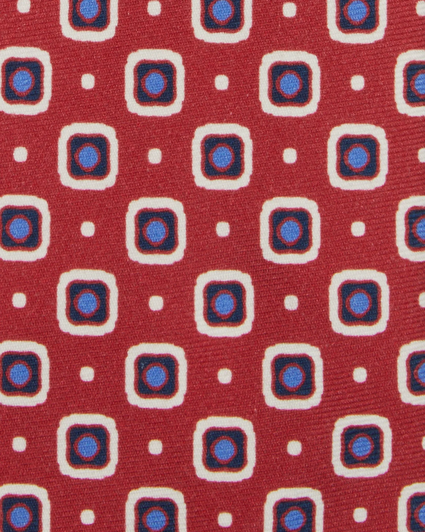 Silk Print Tie in Raspberry/Blue/Bone Square