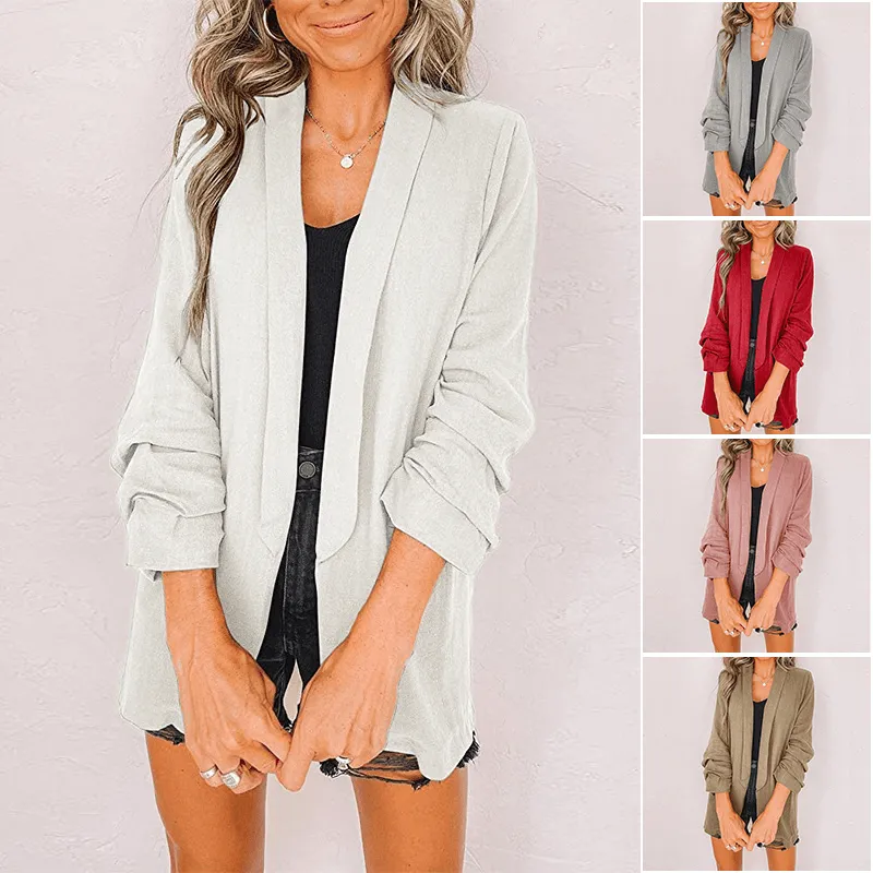 Solid Faux Pocket Blazer