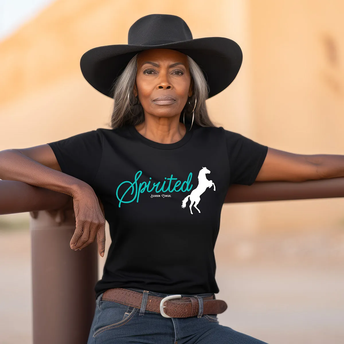 Spirited Horse Black Graphic Tee Shirt - Bourbon Cowgirl