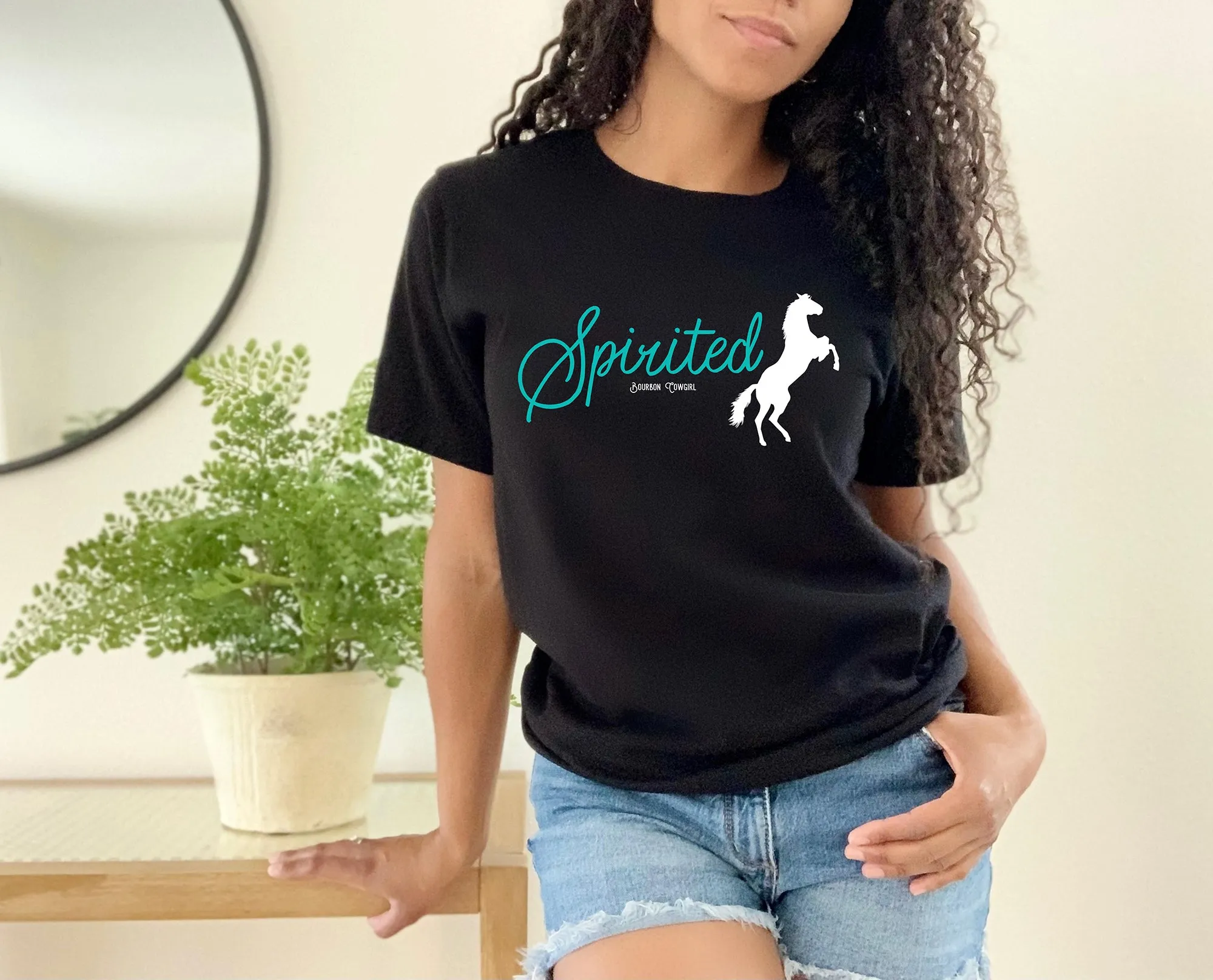 Spirited Horse Black Graphic Tee Shirt - Bourbon Cowgirl