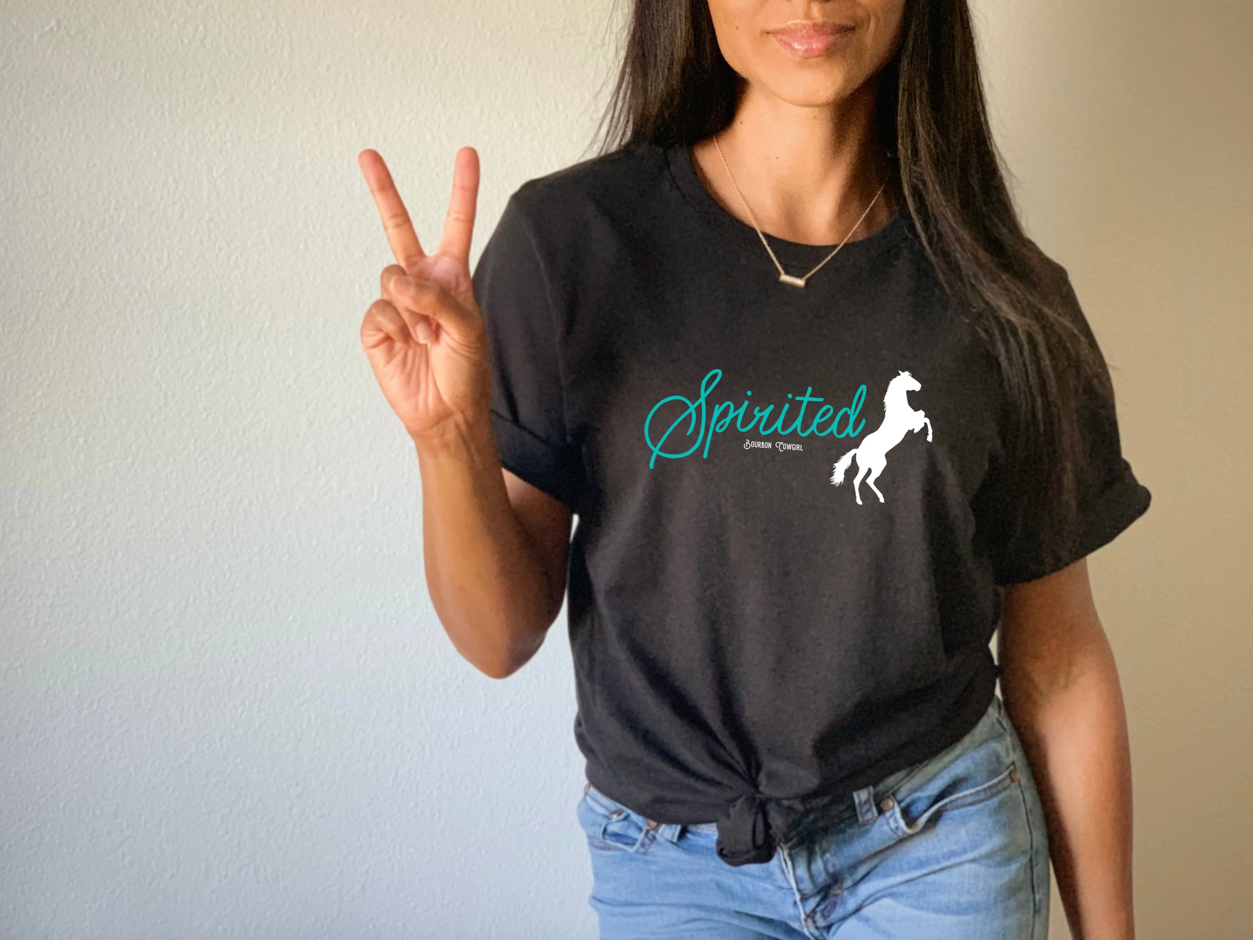 Spirited Horse Black Graphic Tee Shirt - Bourbon Cowgirl