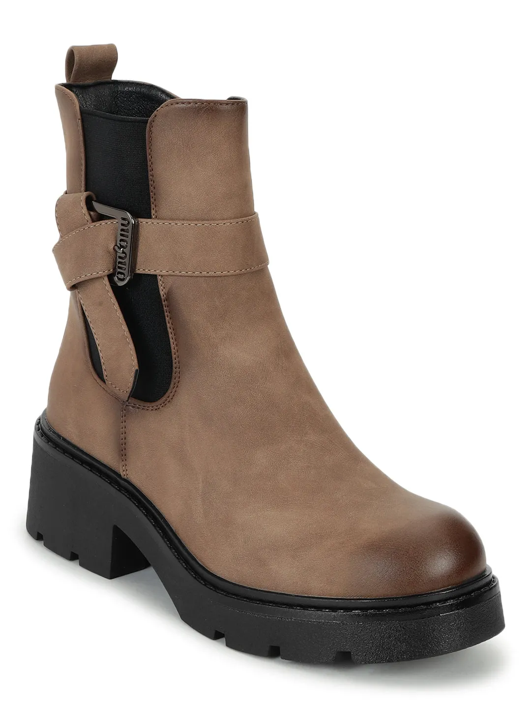 Tan PU High-End-Fashion Stylish Ankle Boots (TC-RS3682-TAN)