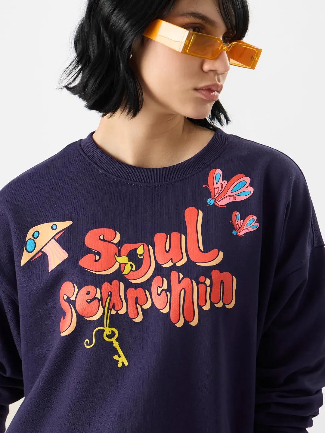 The Souled Store Official Alice in Wonderland: Soul Searchin' Women Oversized Sweatshirts Purple