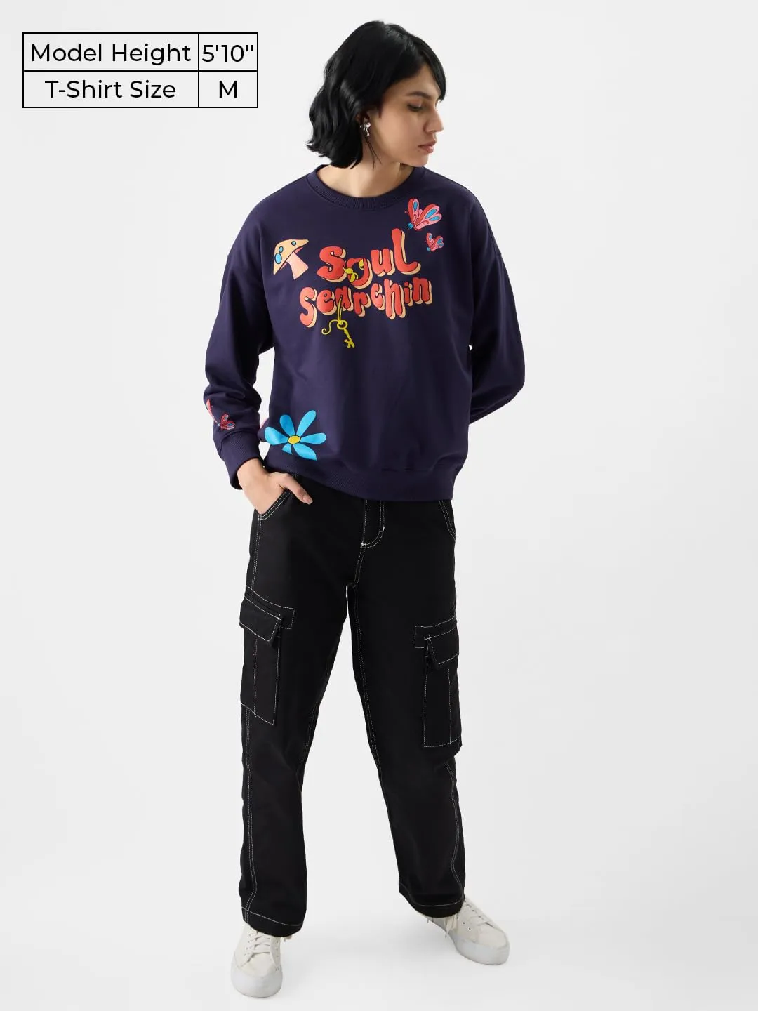 The Souled Store Official Alice in Wonderland: Soul Searchin' Women Oversized Sweatshirts Purple