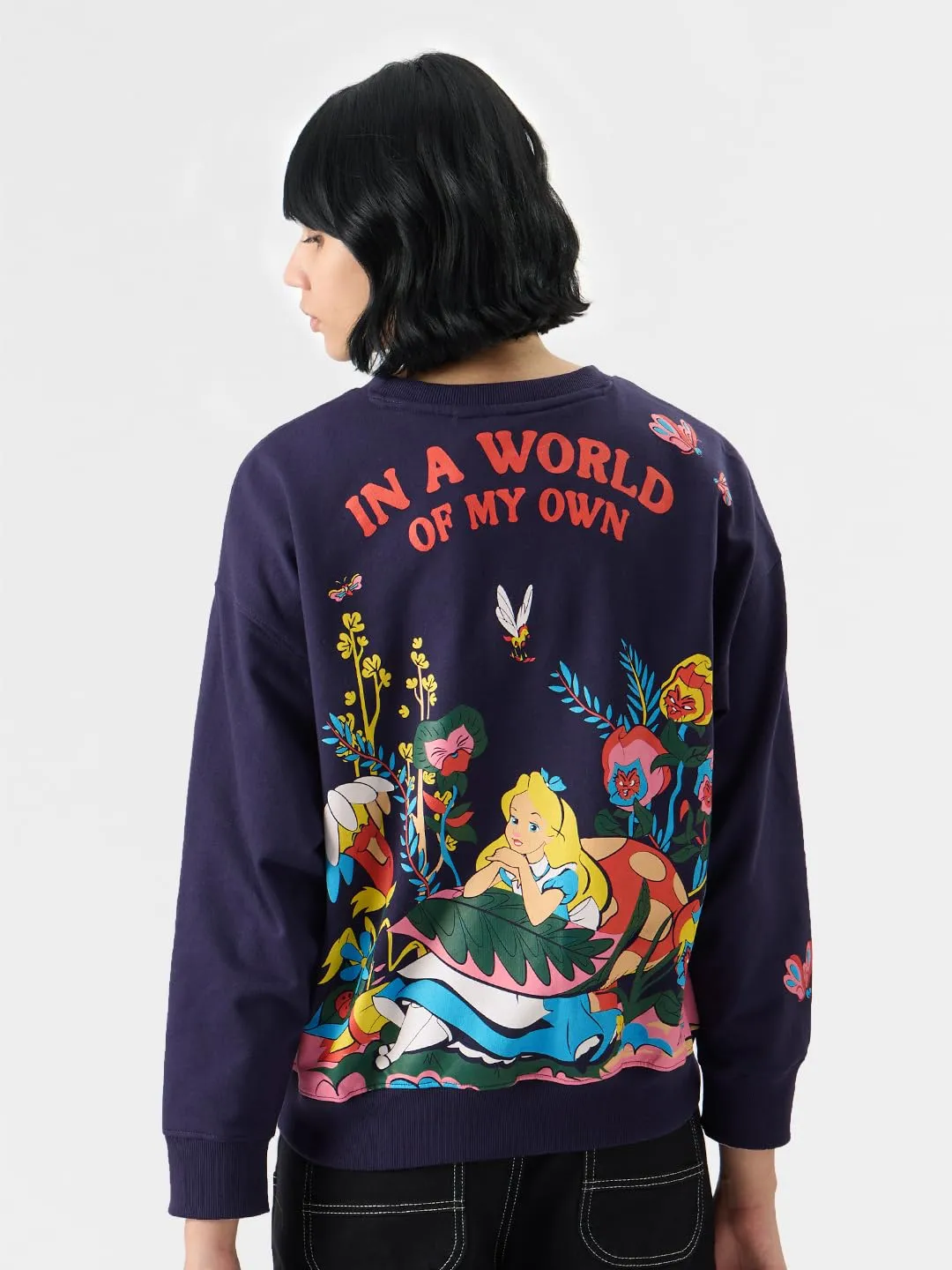 The Souled Store Official Alice in Wonderland: Soul Searchin' Women Oversized Sweatshirts Purple