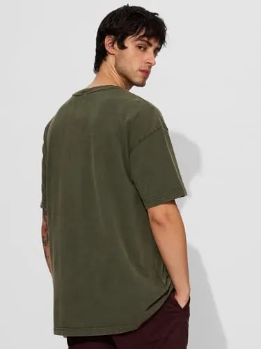 The Souled Store Official Baki Hanma: You Shouldn't Have Men and Boys Short Sleeves Round Neck Green Graphic Printed Cotton Oversized T-Shirts