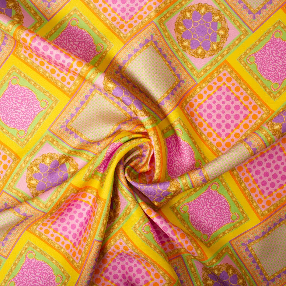 Vibrant Coloured Multi Printed Silk Shantung