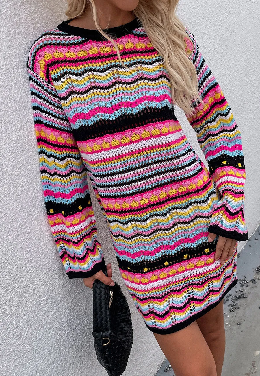 Vibrant Holiday Knit Sweater Dress