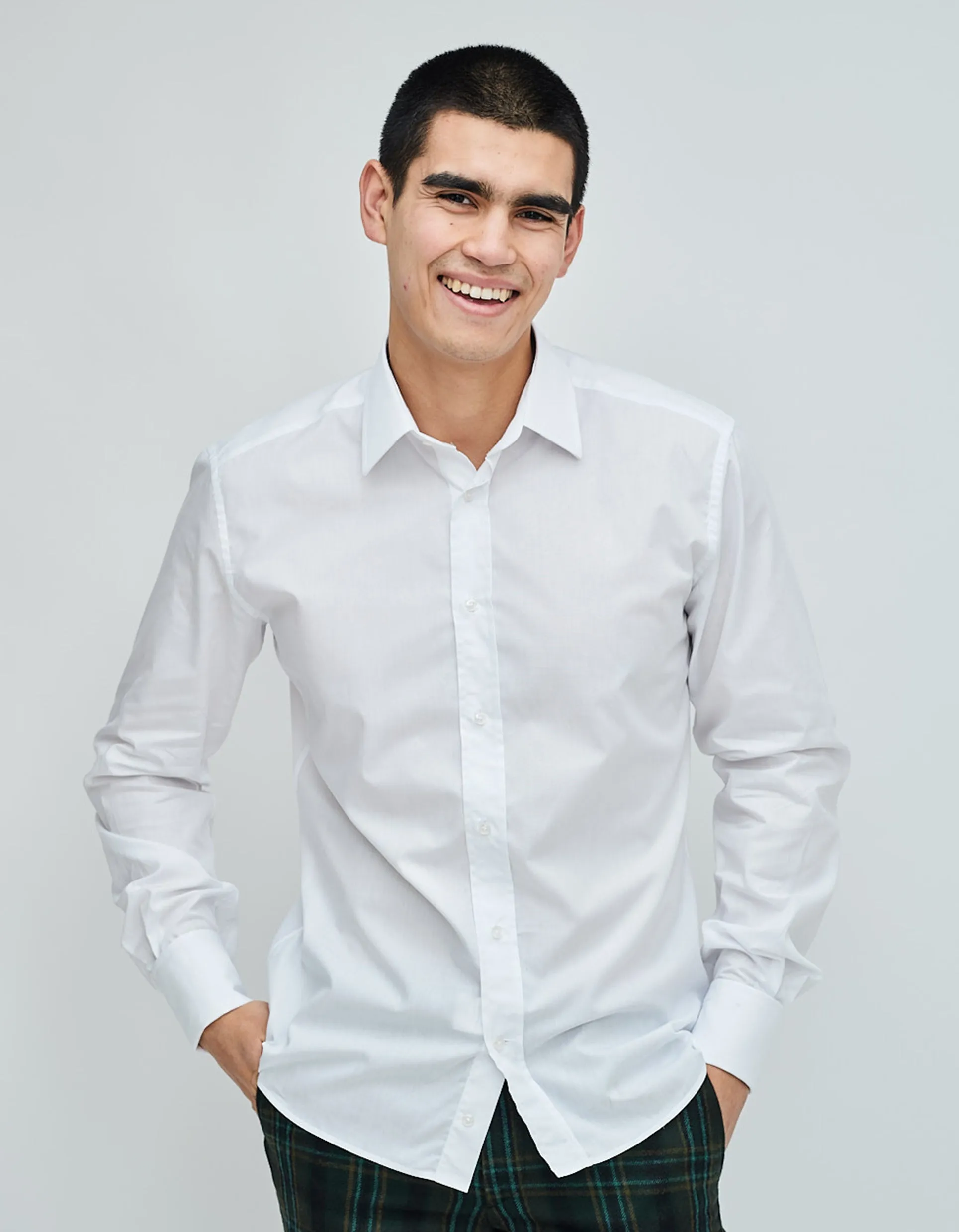 White Double Cuff Kent Collar Shirt