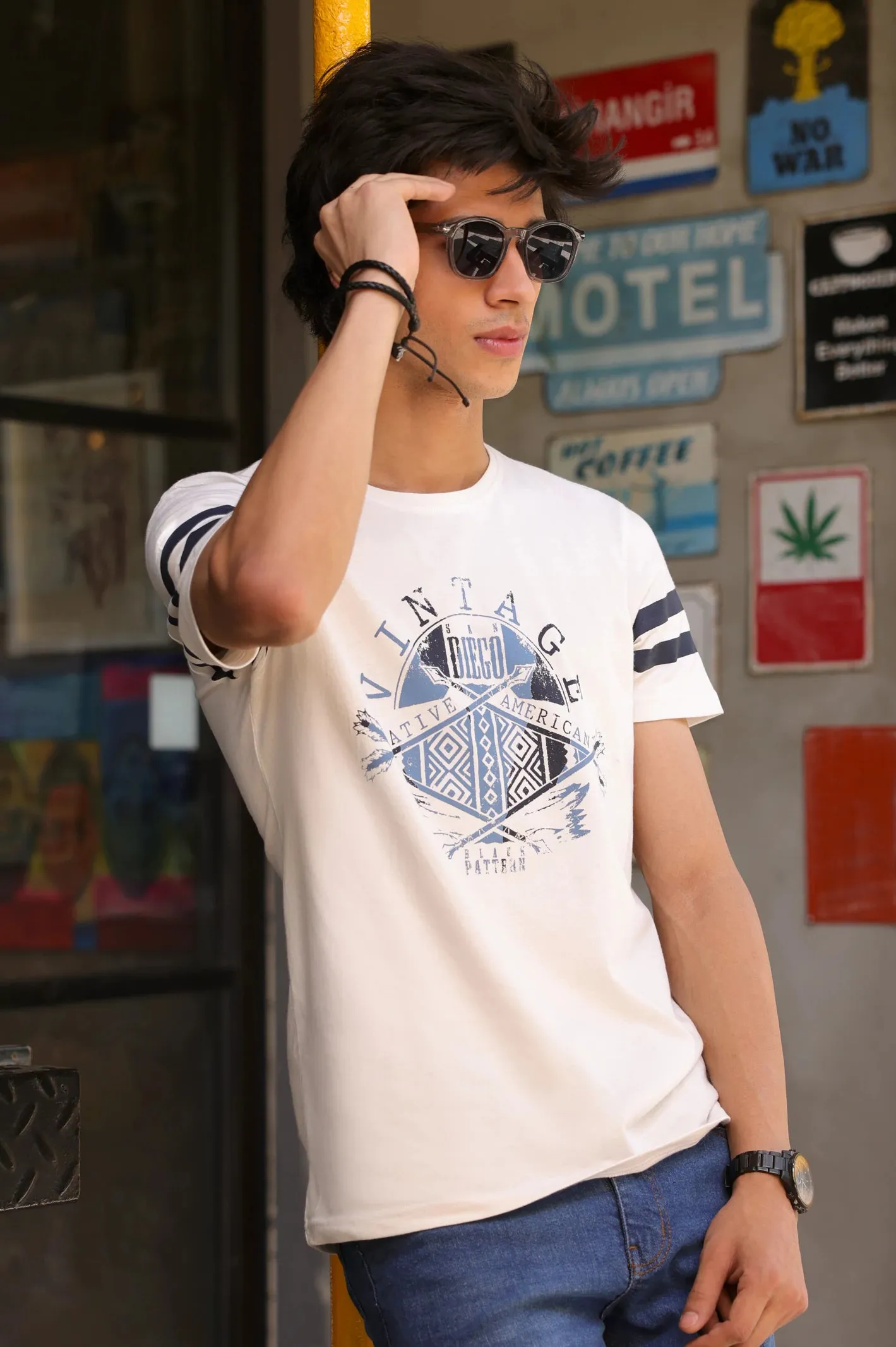 White Graphic Printed Tees