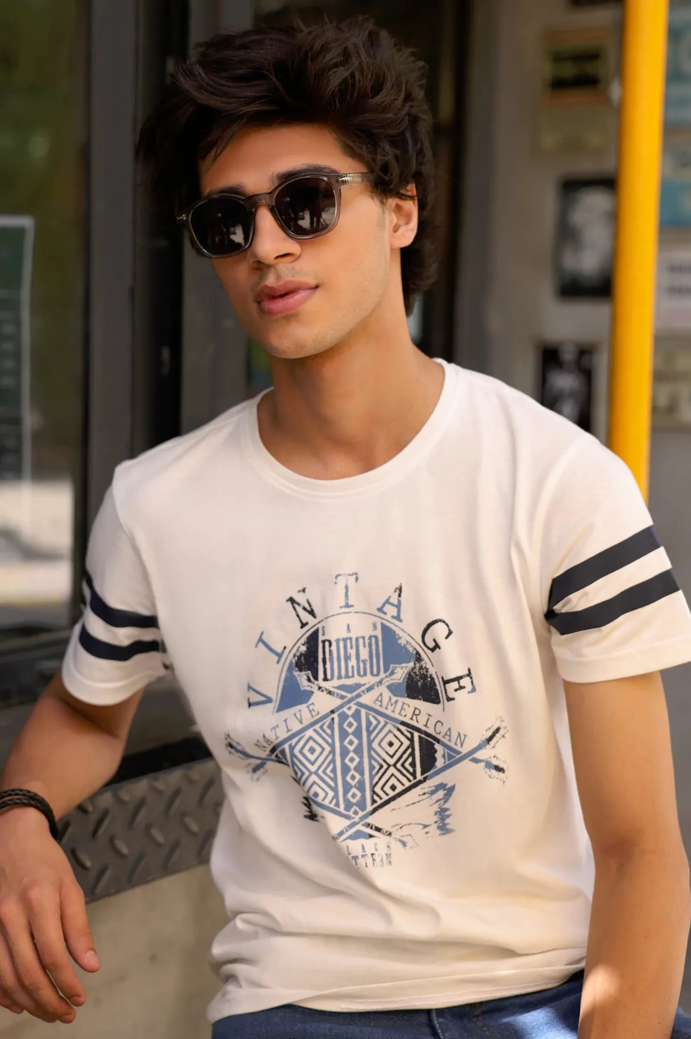 White Graphic Printed Tees