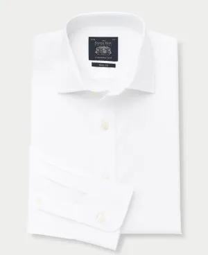 White Slim Fit Cotton Poplin Formal Shirt - Single or Double Cuff